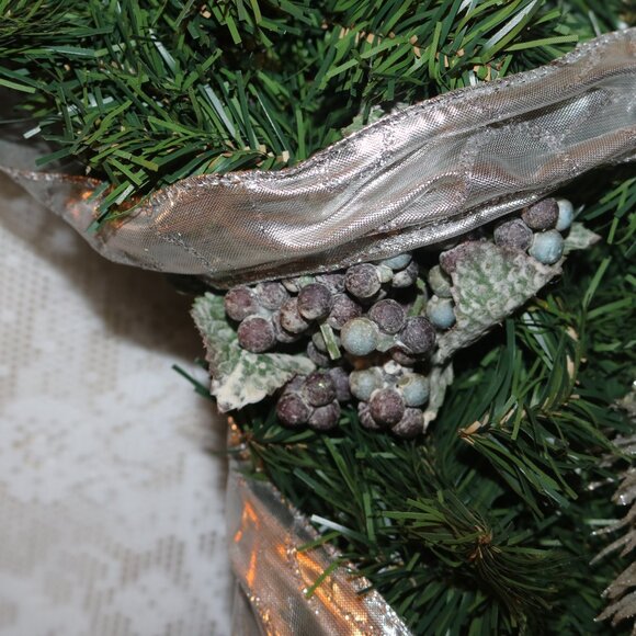 Christmas round wreath all artificial with some decorations included 21x21 - Picture 2 of 5